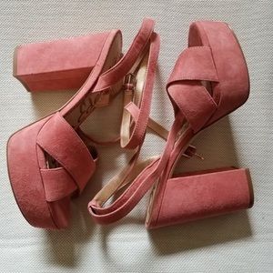 Sam Edelman Mara Platform blush pink ankle strap heels